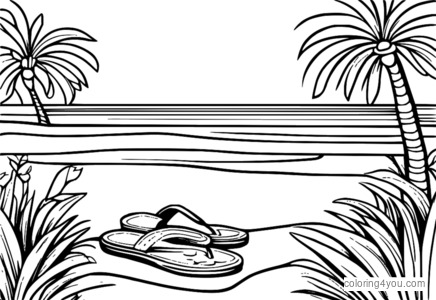 Coloring page of tropical flip-flops