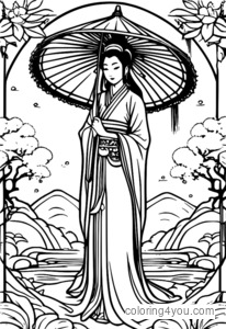 Chang'e tur lietussargu.