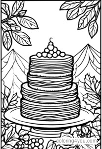 Plate of fudge cookies Christmas coloring page with holly and berries