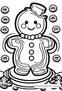 Dibujo para colorear Hombres de pan de jengibre decorando galletas de jengibre - Holiday Treat Fun