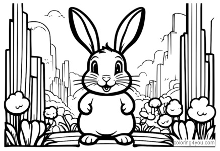 Coloring Page of Angry Rabbit with Speech Bubbles