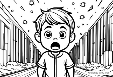 Angry kid with a surprised face and exclamation marks above head