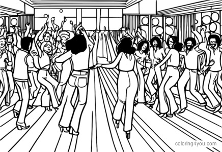 People dancing at a disco party in the 70s