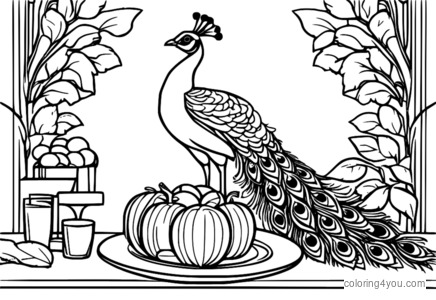 Paġni tal-kulur tal-Peacock Thanksgiving