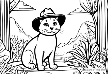 Un sombrero de fieltro sobre un gato