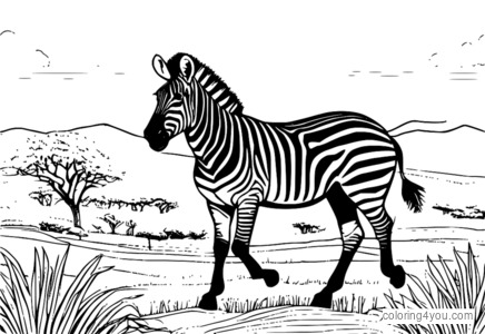 Zebra usando chapéu de safári e botas resistentes, galopando pela savana