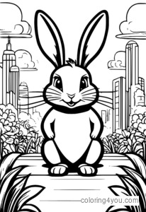 Coloring Page of Angry Rabbit with Speech Bubbles