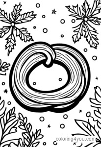 Illustration festive d'une tige de bretzel avec une touche de moutarde dessus, sur fond de Noël