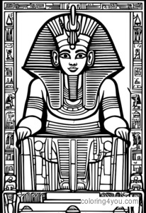 Osiris omgiven av egyptiska symboler och hieroglyfer