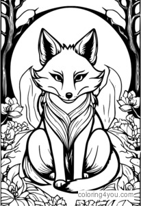 Four-tailed Kitsune revealing a hidden truth about love and betrayal - haunting illustration