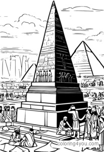 Constructing obelisks coloring page