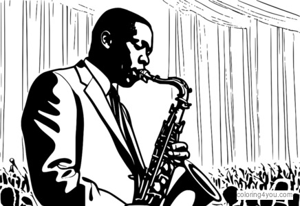 John Coltrane spelar saxofon på scenen