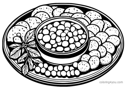 Platter of reindeer food cookies Christmas coloring page with holly and berries