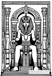 Trône majestueux du pharaon avec des hiéroglyphes complexes