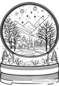 Snow globes winter solstice coloring page