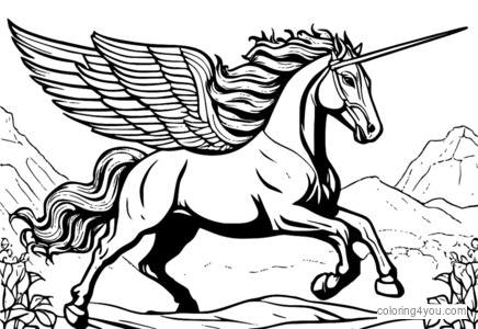 Pegaso accanto al toro cretese in una scena del mito greco.