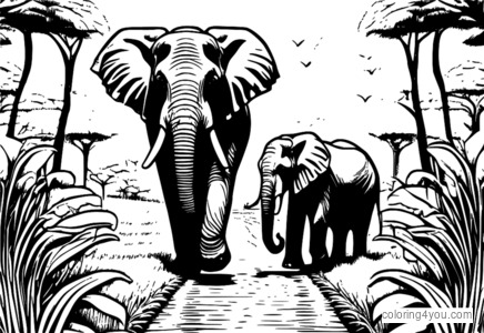 Troupeau d'éléphants géants traversant un corridor faunique pendant la saison des pluies.