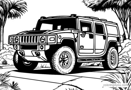 GMC Hummer Car Coloring Page for Kids