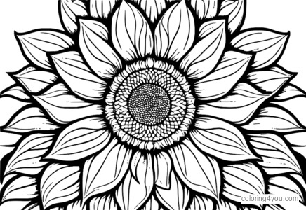 Minimalist sunflower coloring pages with simple design and radiating petals, ideal for kids to color and learn.