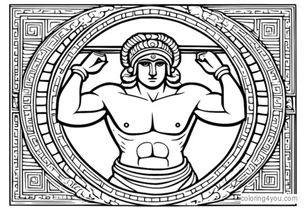 Ancient Greek Pankration coloring page