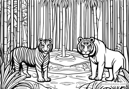 Wilde jungle dierentuin illustratie voor kleurplaten