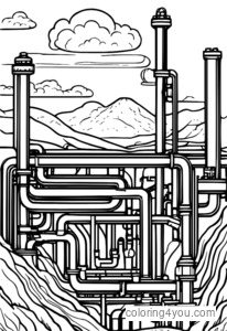 Een gedetailleerde tekening van een geothermisch energiesysteem