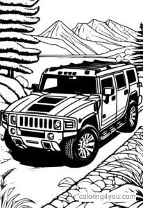 Dibujo de Coche GMC Hummer para colorear para niños