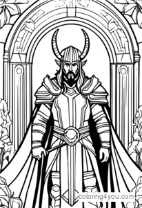 coloriage de Heimdall, gardien du pont Bifrost à Asgard