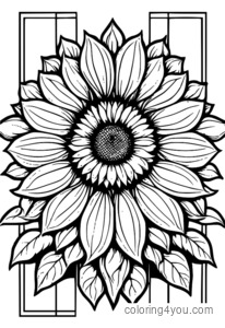 Minimalist sunflower coloring pages with simple design and radiating petals, ideal for kids to color and learn.