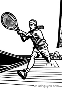 Joueur de tennis volley, adapté aux enfants, pages à colorier