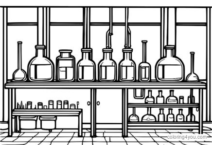 kolorowe procedury bezpieczeństwa w laboratorium chemicznym w przypadku wycieku substancji chemicznej.