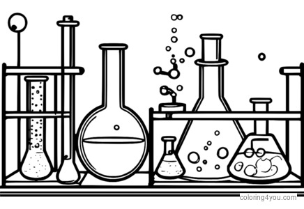 Chemicals and lab equipment for a chemistry reaction