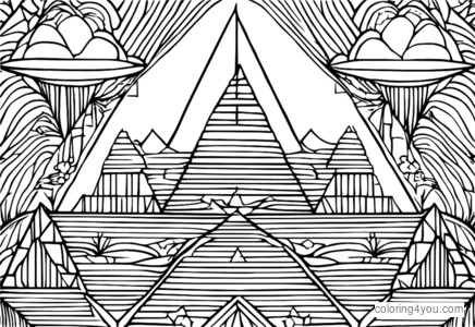 Motif de pavage féerique comportant des triangles à colorier pour les enfants et les adultes.