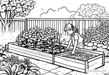 páginas para colorir - Aventura infantil de jardinagem com pimentas