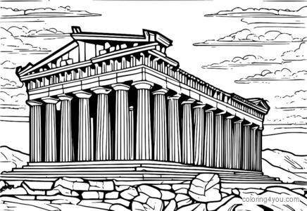 Malvorlage des Parthenon, eines antiken griechischen Tempels