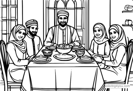 Reunión familiar para el Iftar durante el Ramadán