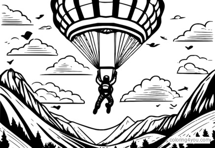 Skydiving illustration for coloring pages