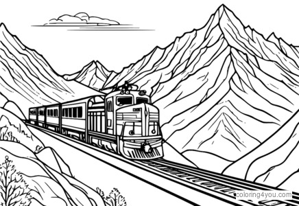 Train through snowy mountain region