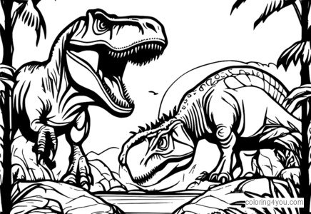 Desenho de Tiranossauro Rex saindo de seu ovo, dinossauros para colorir e imprimir