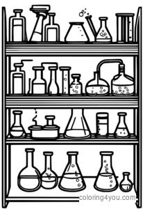 Chemicals and lab equipment for a chemistry reaction