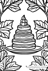 Batch of peanut butter blossoms cookies Christmas coloring page with holly and berries