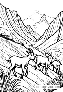 Goats climbing up a hill