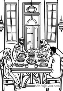 Reunión familiar para el Iftar durante el Ramadán