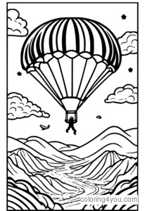 Skydiving illustration for coloring pages