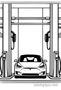 Electric car charging station with Tesla Supercharger network