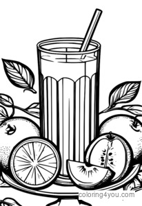 Winter seasonal fruit smoothie coloring pages for kids