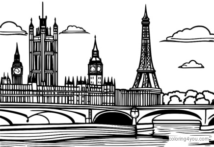 Ilustrasi Big Ben lan Menara Eiffel sing nggumunake