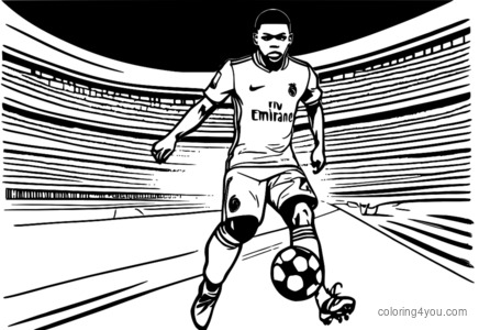 Kylian Mbappé soccer coloring page