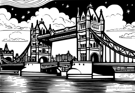 Ilustrație vibrantă a Tower Bridge noaptea