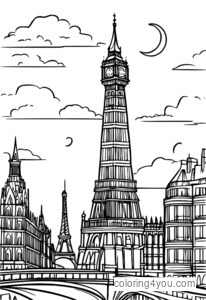 Splendida illustrazione del Big Ben e della Torre Eiffel fianco a fianco